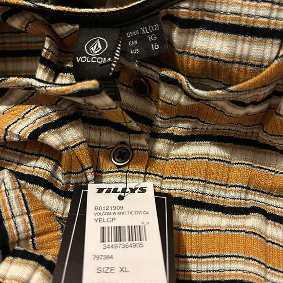 NWT! VOLCOM Stone Stripe Womens Crop Cami Yellow Combo Stone Stripe Medium XL - Picture 9 of 12